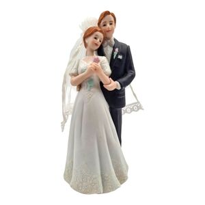 Vintage Enesco Ceramic Bride and Groom Cake Topper 1997